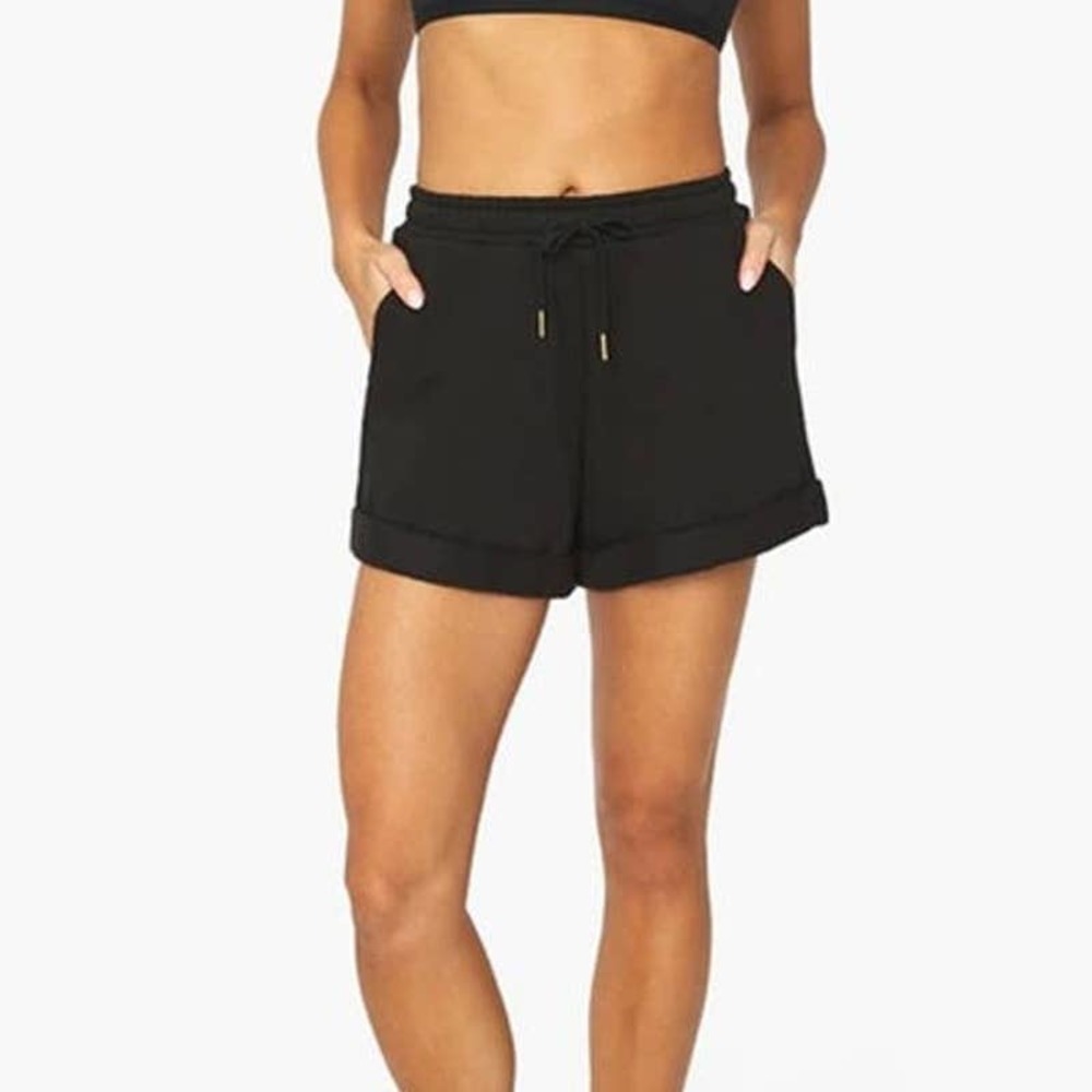 NWT We Wore What Pull On Shorts MEDIUM Black High Waist Drawstring Casual Lounge
